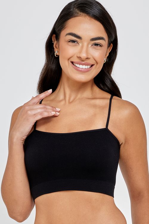 Ling bas lbs006 sutiã s costura rib pret preto