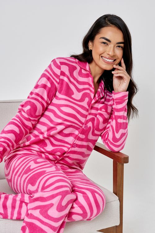 Ling pro lbj033 pijama ml polar ondas ro rosa claro