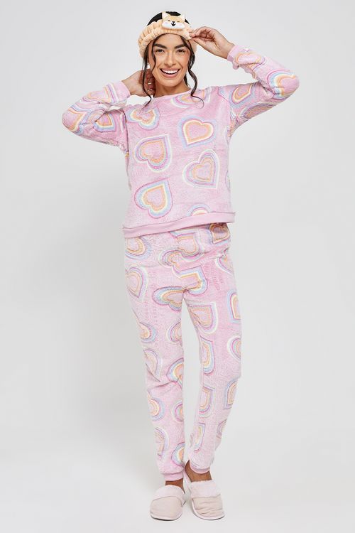 Ling pro lbj039 pijama m/l coral jacquar rosa
