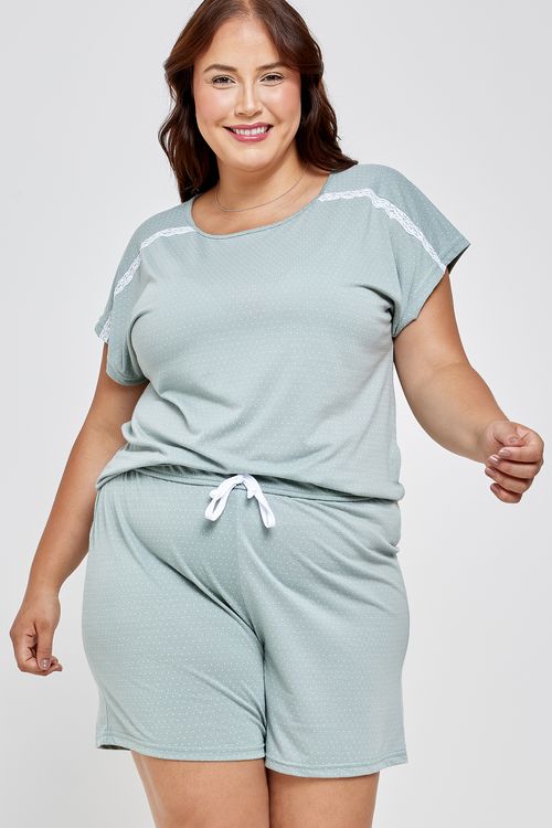 Pijama fpm mc curto poá estampado