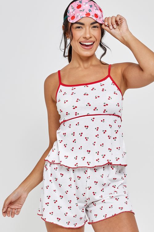 Pijama ct alca ribana cereja estampado