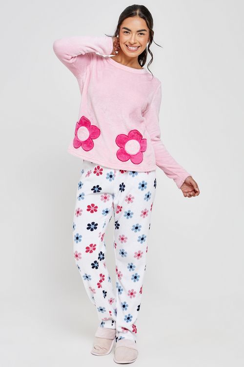 Ling pro lbj040 pijama ml coral bol flor rosa
