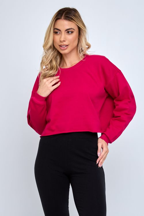 TOP MOLETOM FEM ESP BASICO CARECA CEREJA - VERMELHO CEREJA