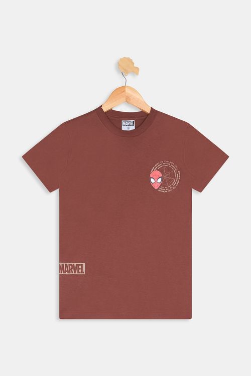 Camiseta Infantil Homem-Aranha Marvel Marrom Claro Caedu