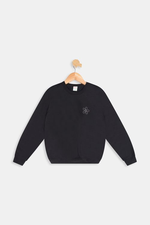 Moletom Infantil Menina Preto 10 a 16 anos Flor de Strass