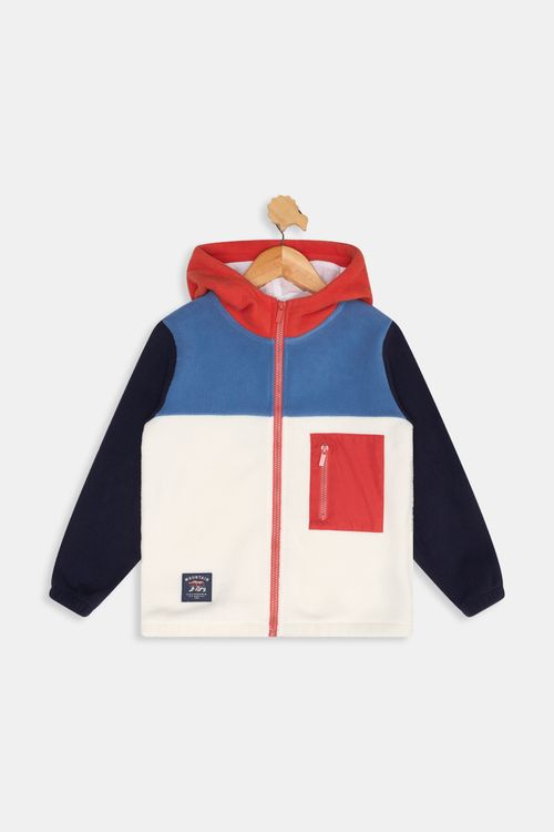 Jaqueta Infantil Meninos Tricô Azul Vermelho e Branco Tam 4 a 8