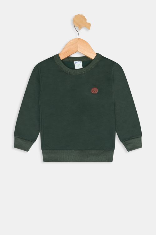 Blusão Infantil Meninos Verde Militar Gola Careca Verde Escuro Tam 1 a 3