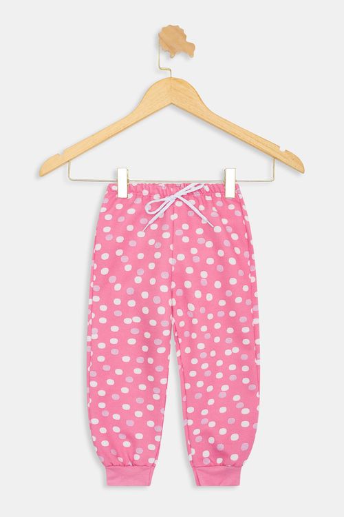 Calça Infantil Meninas Estampa Poá Rosa Médio Tam 1 a 3