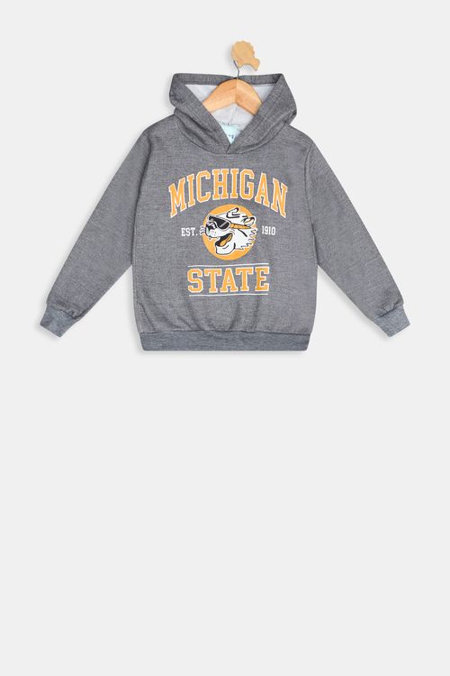 Blusão Moletom Infantil Meninos Michigan Cinza Escuro Tam 4 a 8