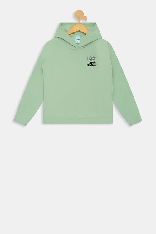 Blusão Moletom Infantil Meninos Textura Boucle Verde Claro Tam 4 a 8