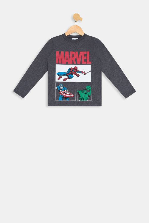 Camiseta ml inf4/10nos cdinfo160 marvel cinza escuro mescla