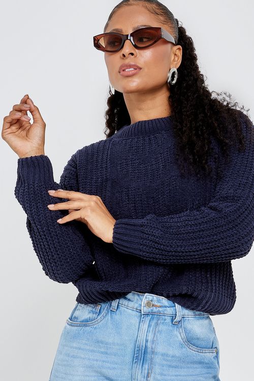 Top Tricô Manga Longa Coração