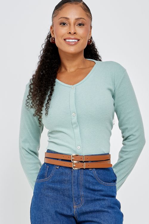 Blusa fem promo 89434 cardigan pelu verd verde claro