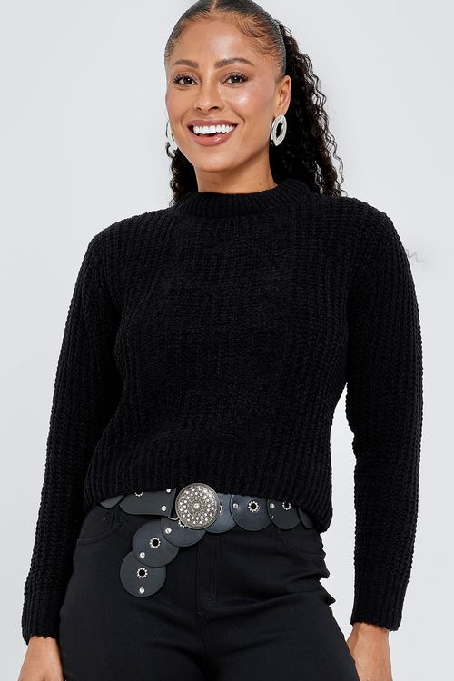 Fem rom frl064 top tricô ml coração pret preto