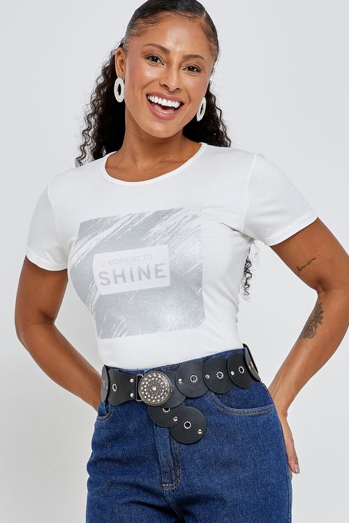 Blusa fem promo visco com silk off white off white