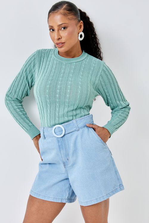 Shorts fem cs 06304 jns cinto tec clr jeans azul claro