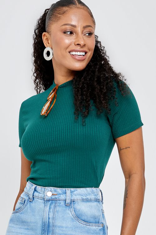 Blusa fem promo 25695 gola alta vde esc verde escuro