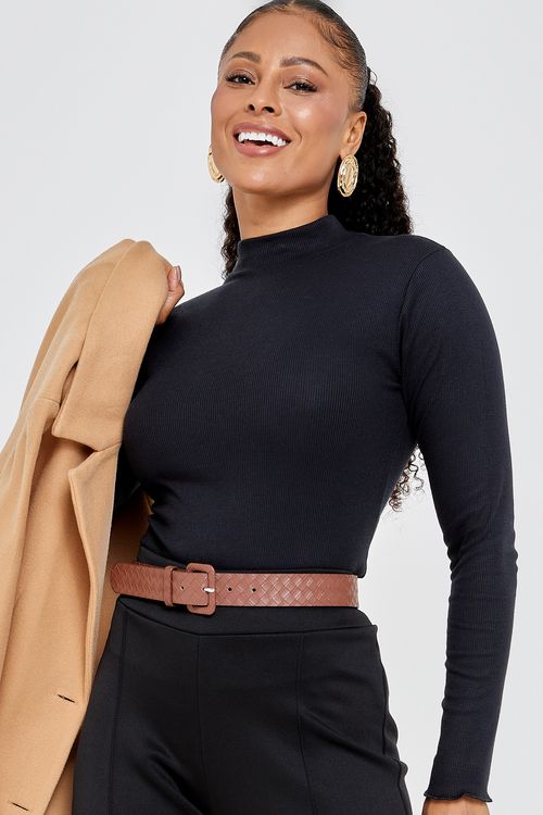 Blusa fem casual 20546 gola alta preto preto