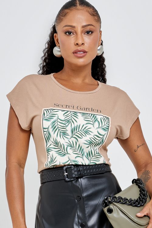 Blusa Feminina Caedu Viscolycra Bege Médio Casual