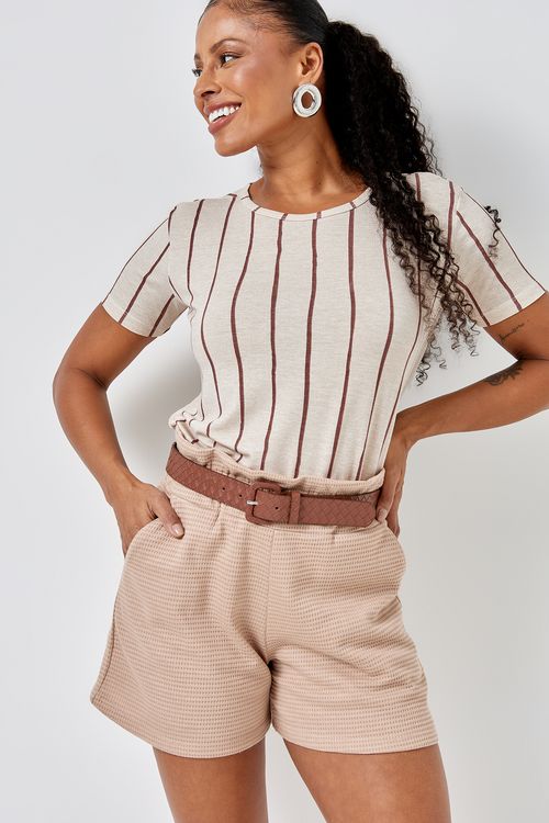 Shorts malha texturizado fcah048a bege medio