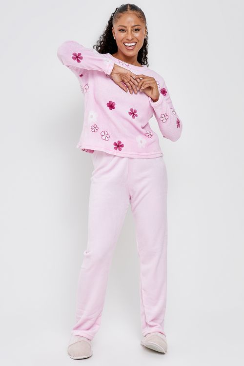 Ling pro lbj031 pijama ml coral floral r rosa claro