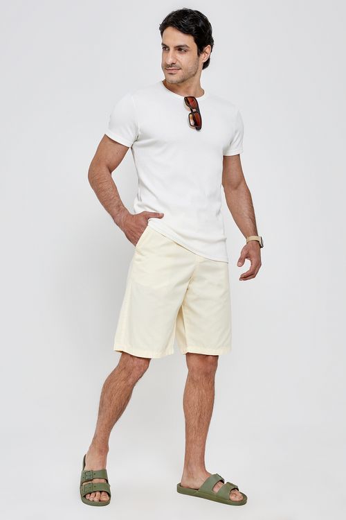 Bermuda Masculina Caedu Denim Amarelo Claro Algodão Elastano