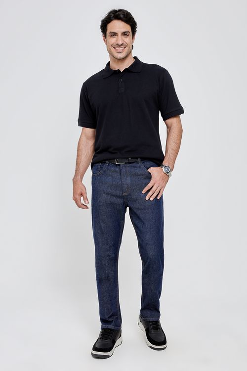 Calca masc jeans com pue amaciada jeans azul escuro