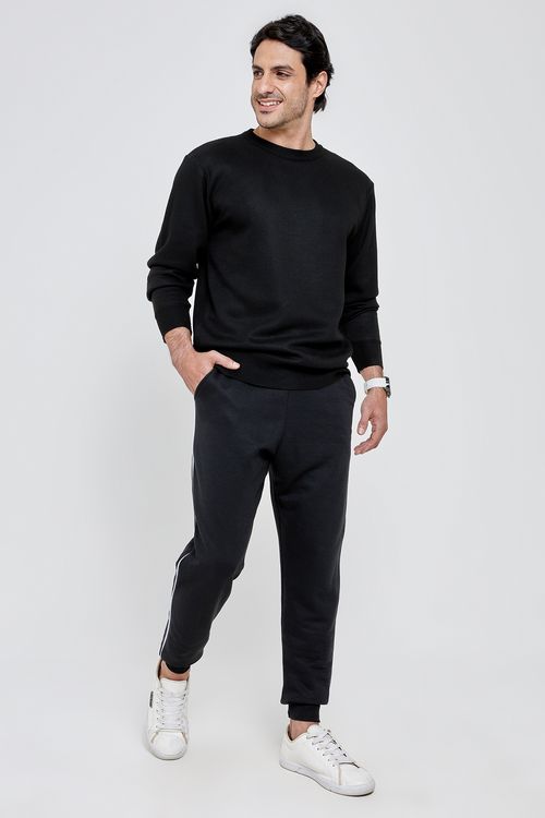 Calca street moletom faixa lat preto preto