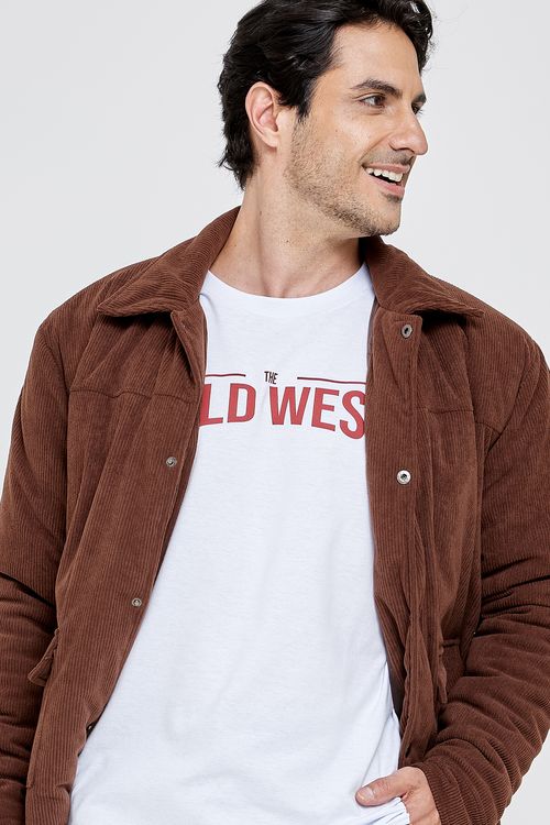 Camiseta Masculina Caedu Wild West Branca 100% Algodão