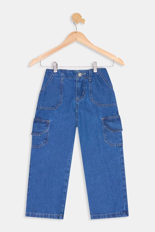Calca inf4/8nas 4535 jns wide carg jeans azul medio