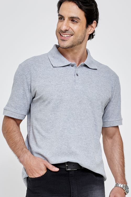 Polo masc mesa 3 piquet mescla cinza claro mescla