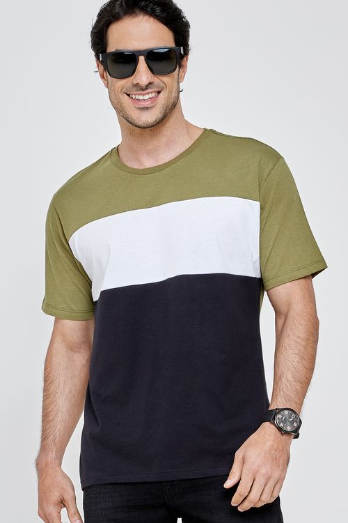 Camiseta Masculina Caedu Casual Algodão Verde Médio