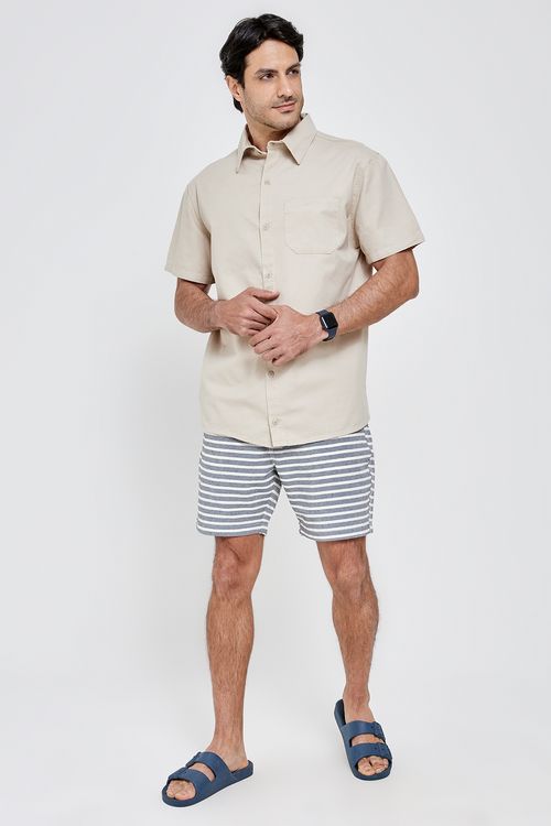 Shorts masc prog eco listrado azul marin azul escuro