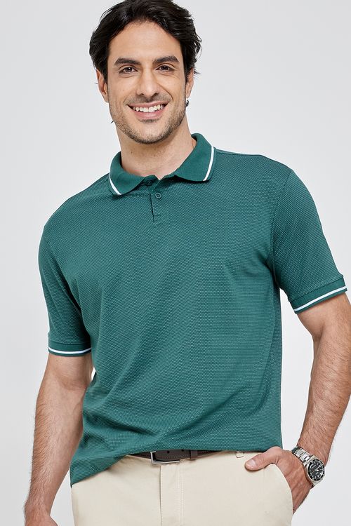 Polo masc promo 1274819 malha dots verde verde escuro