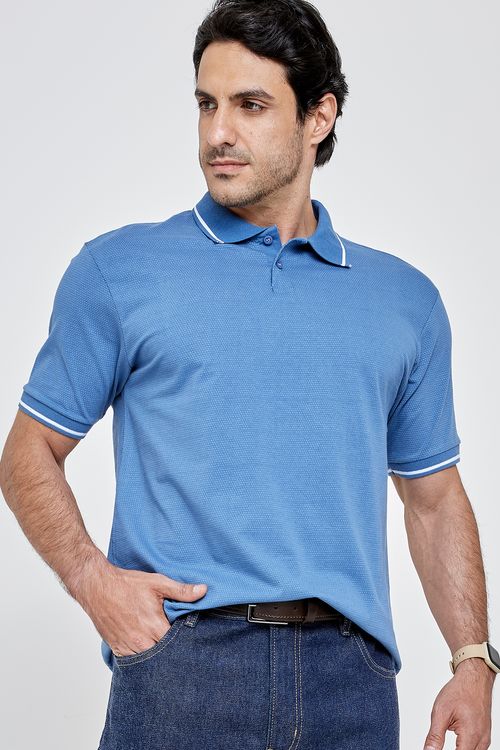 Polo masc promo 1274819 malha dots azul azul medio