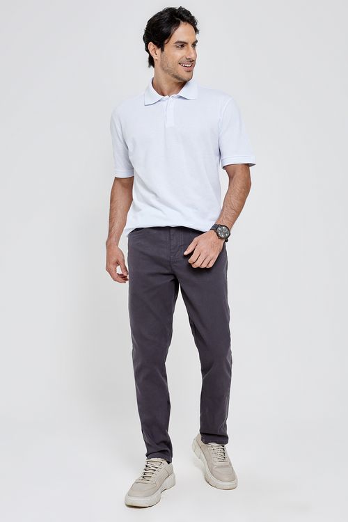 Calça Masculina Sarja Slim Five Cinza Escuro Caedu