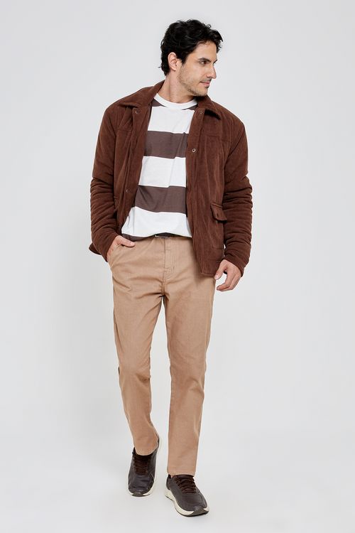 Calça Masculina Chino Sarja Caedu Bege Escuro Promoção