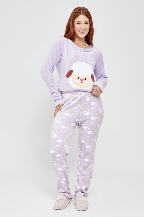 Ling pro lbj019 pijama ml coral ovelha lilas