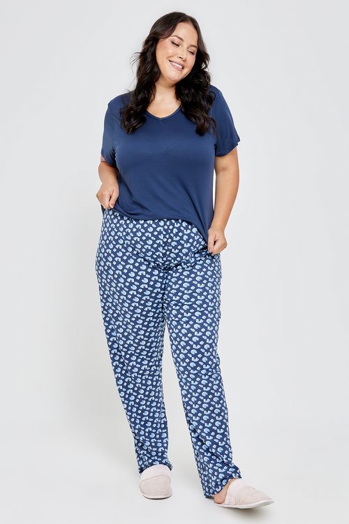 Ling fpm lgj009 pijama mc poly animal azul escuro