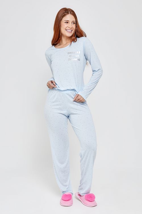 Ling noite lfj069 pija ml longo corações azul claro