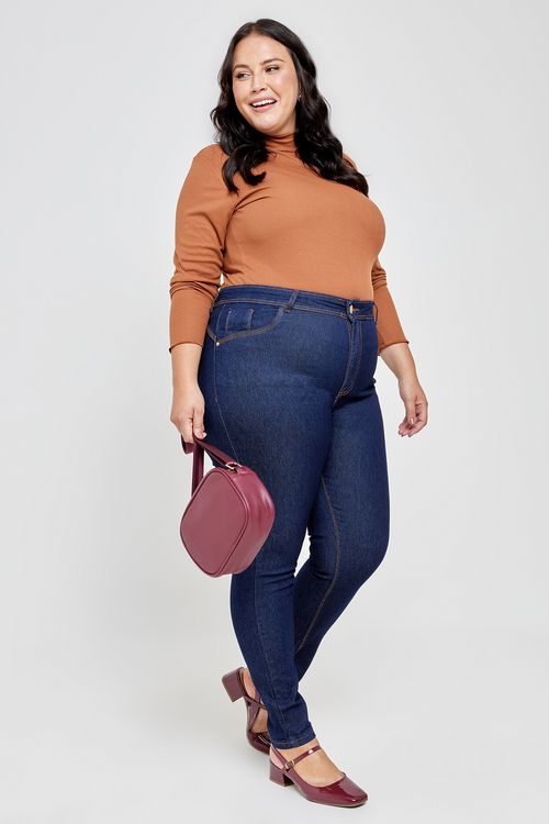 Calça jeans 217598 com pue amaciada p.e jeans azul escuro