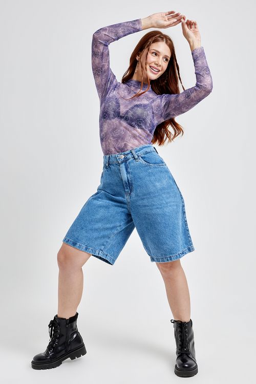 Bermudao fem aj 90531 jns medio jeans azul medio