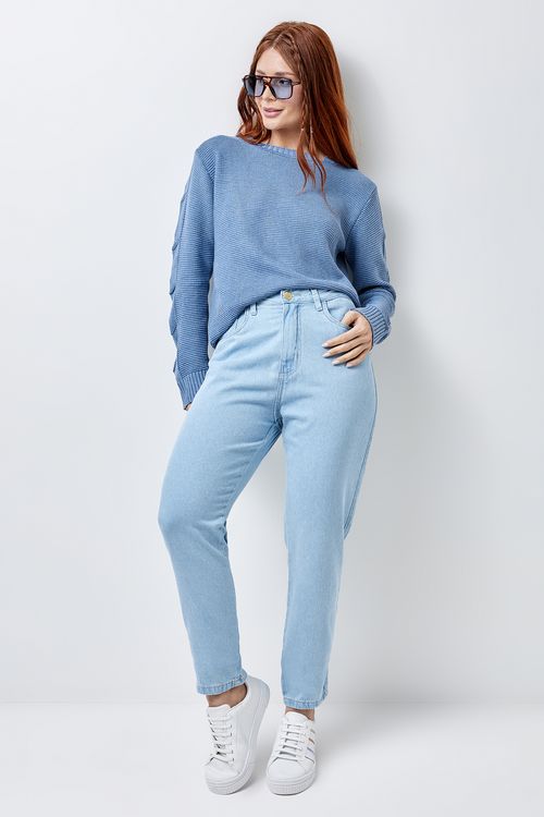 Calca fem promo jns mom cl jeans azul claro