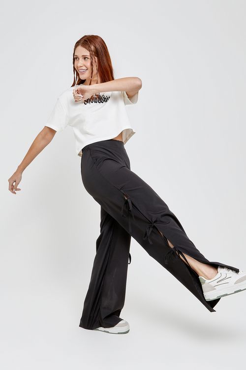 Calca fem fsh pantalona lacos lateral preto