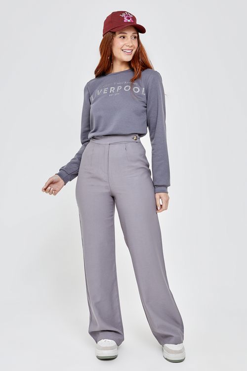 Calca fem fsh pantalona tecido cinza cinza medio