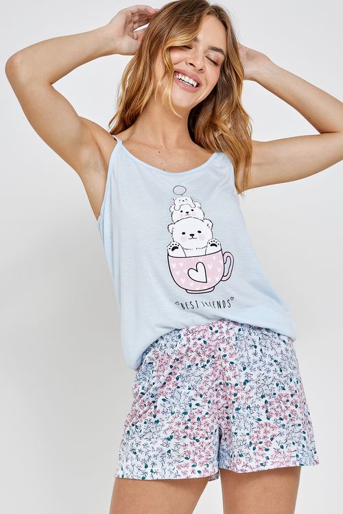 Pijama ct alca floral azul claro azul claro