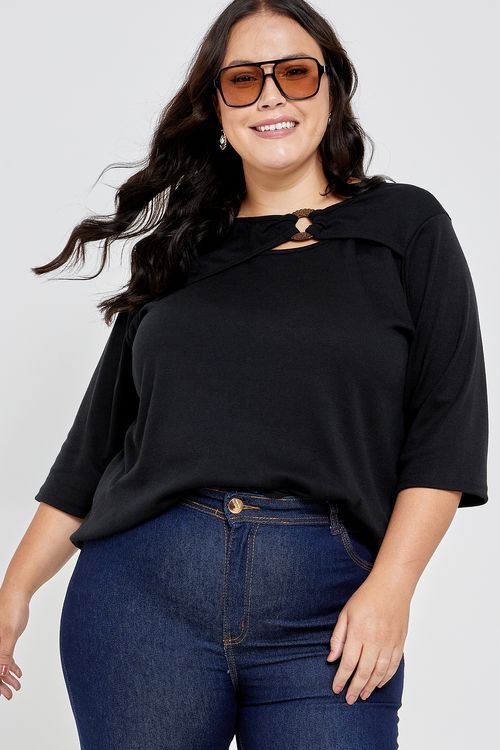 Blusa fem fpm casual rec.fivela dec pret preto