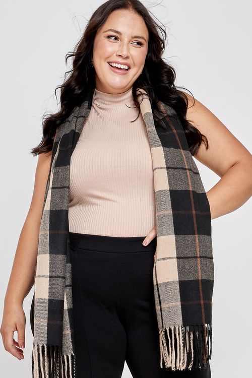 Blusa Feminina Gola Alta Rib Caedu Bege Médio Poliéster