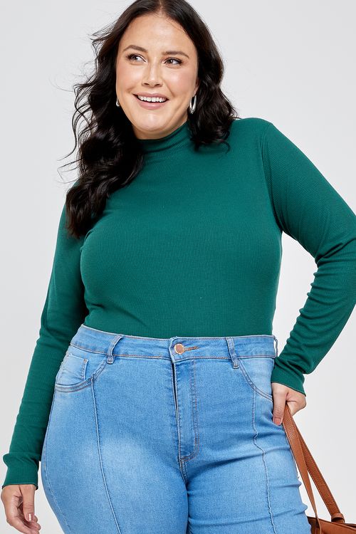 Blusa fem promo fpm ml ribana verde verde medio