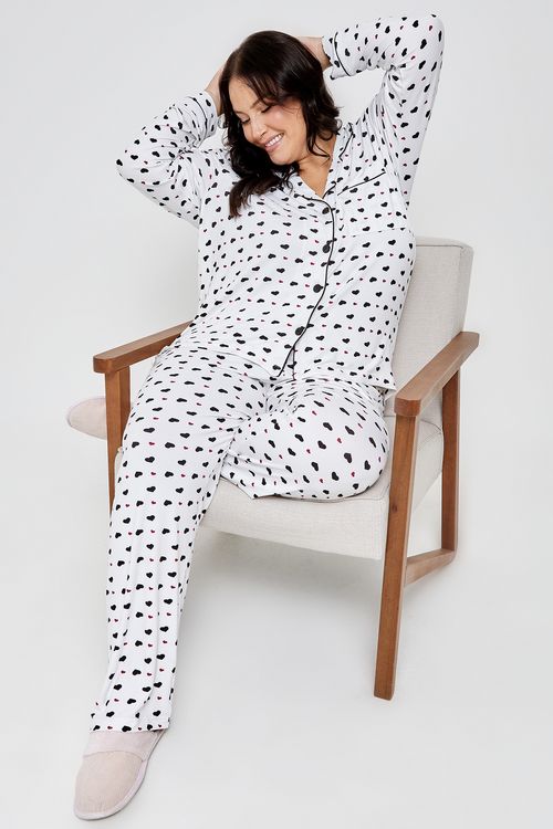 Ling fpm lgj013 pijama ml polybru coraçõ branco